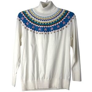 L.L.Bean Fair Isle Turtleneck Sweater XL Cotton Cashmere Nordic Winter Knit